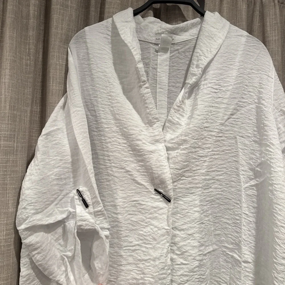 Soft Surroundings Tunic Kimono Cardigan Size 1X Open Front Button Lagenlook Boho